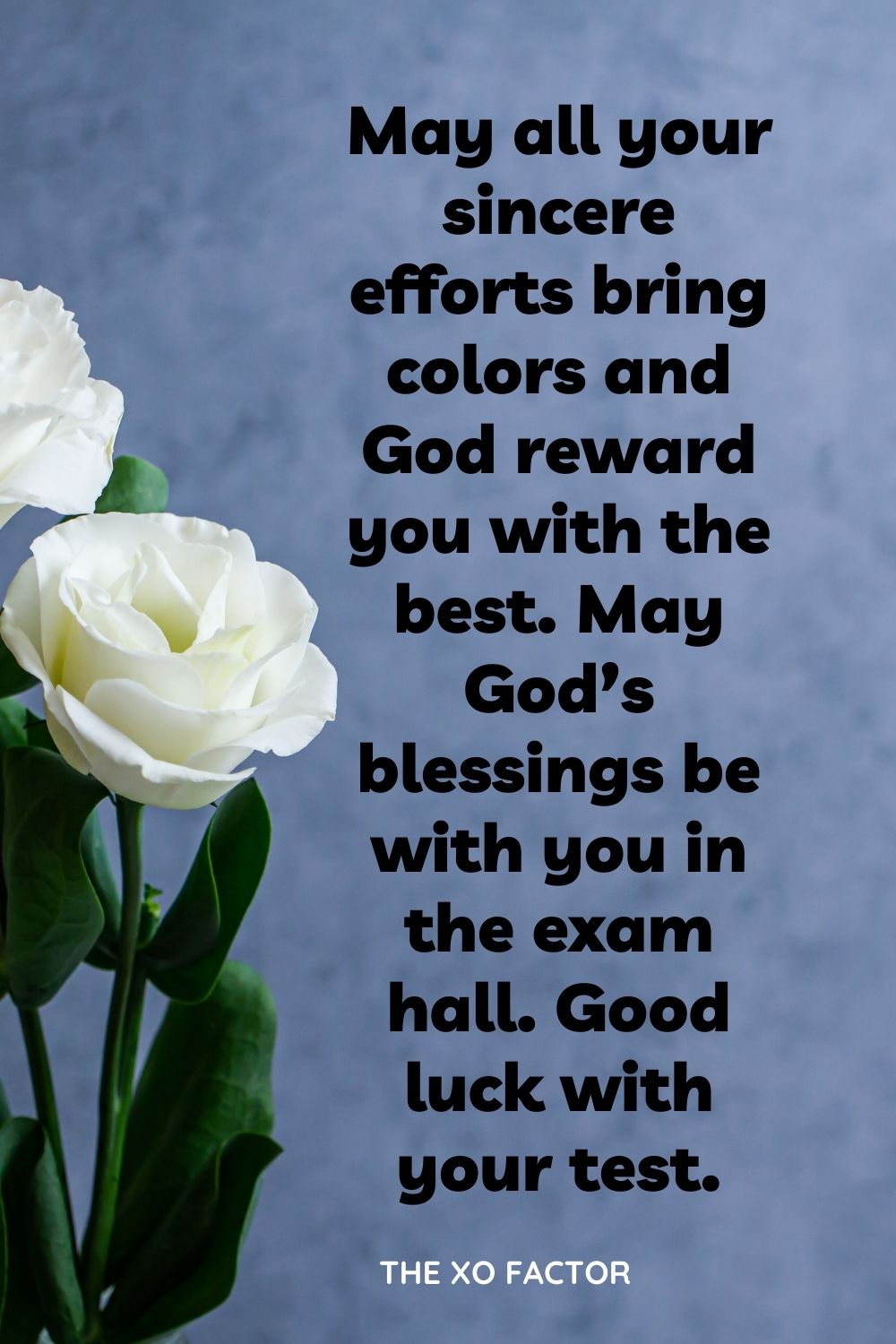 May all your sincere efforts bring colors and God reward you with the best. May God’s blessings be with you in the exam hall. Good luck with your test.