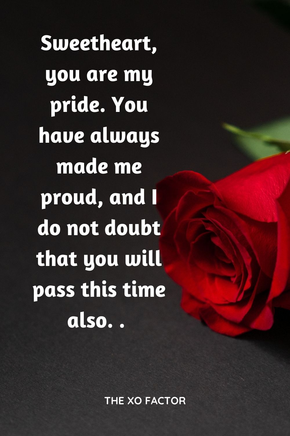 Sweetheart, you are my pride. You have always made me proud, and I do not doubt that you will pass this time also. . 