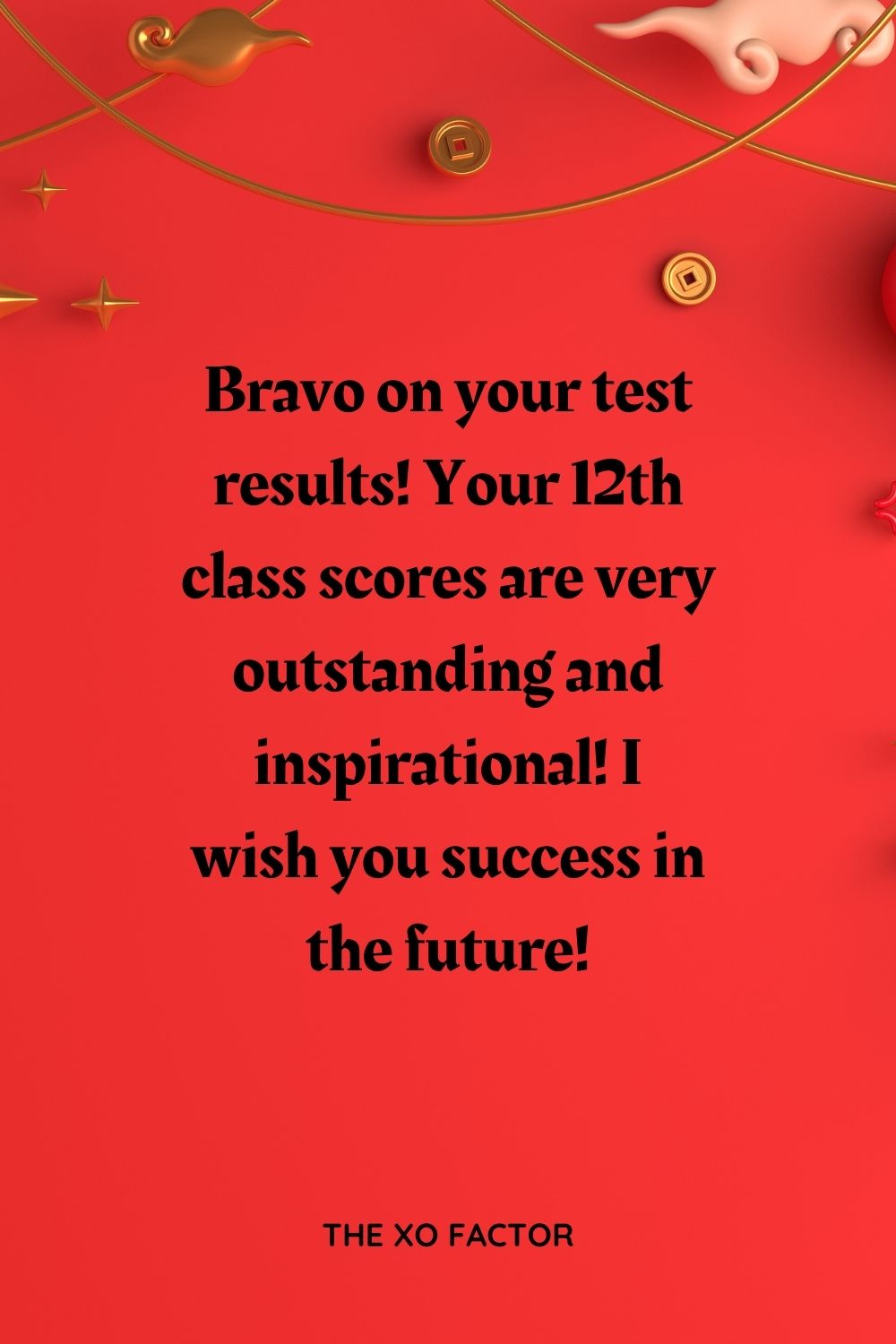 Bravo on your test results! Your 12th class scores are very outstanding and inspirational! I wish you success in the future!