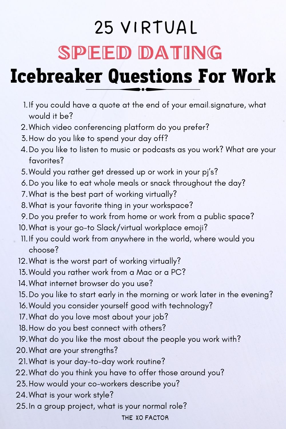 Virtual Speed Dating Icebreaker Questions For Work