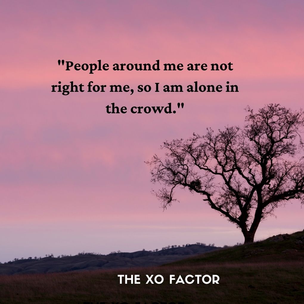 "People around me are not right for me, so I am alone in the crowd."