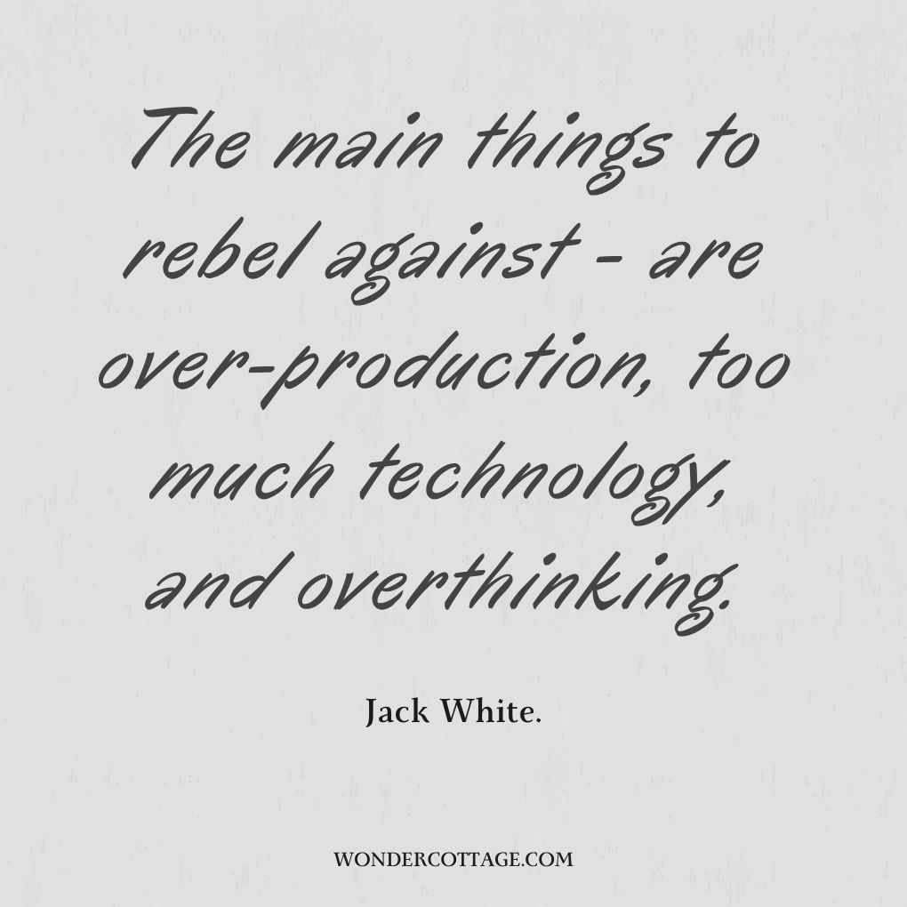 The main things to rebel against - are over-production, too much technology, and overthinking.
Jack White.
