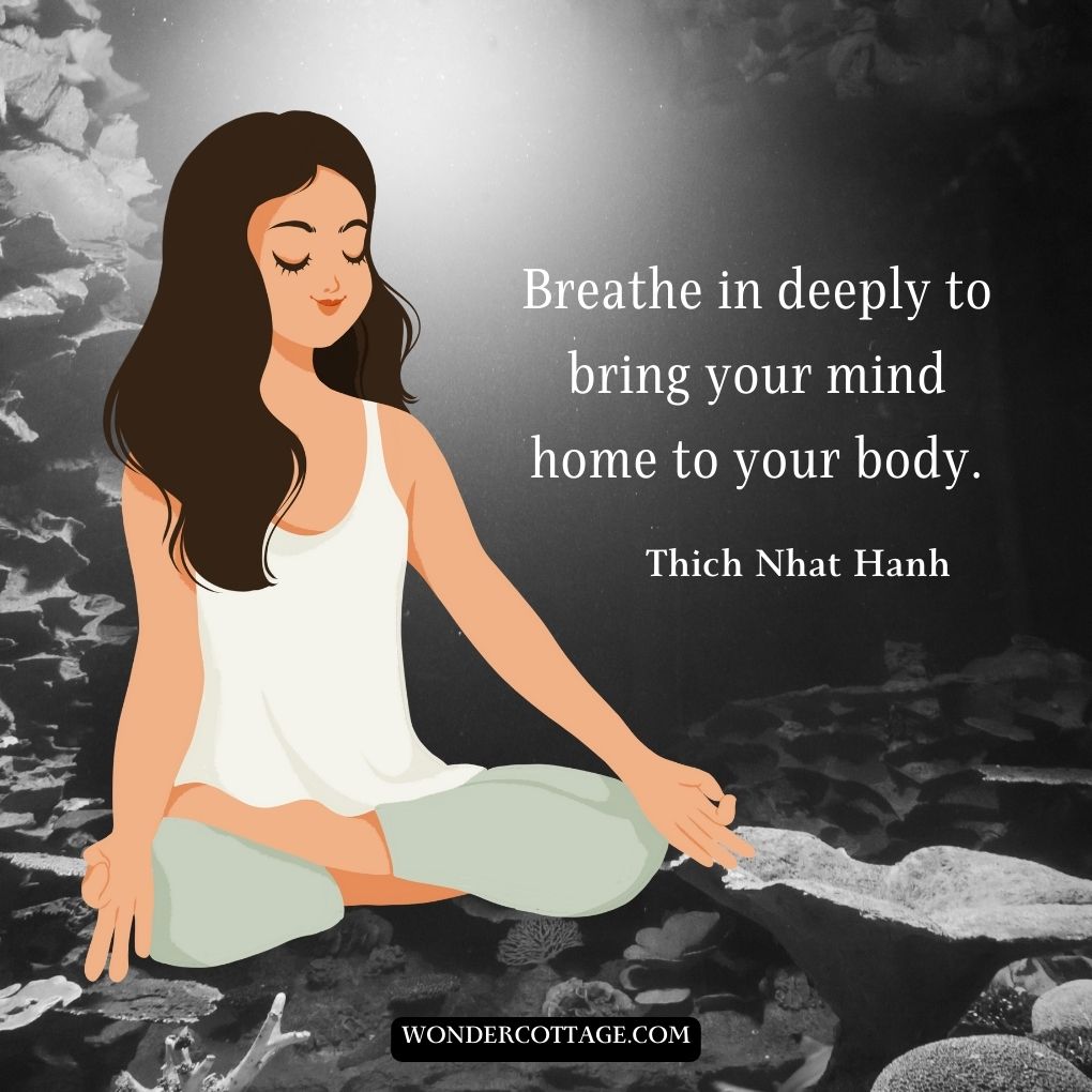 Breathe in deeply to bring your mind home to your body.
Thich Nhat Hanh
