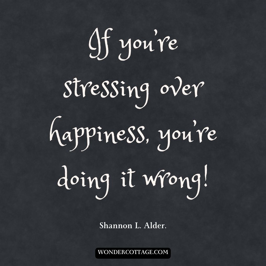 If you’re stressing over happiness, you’re doing it wrong!
Shannon L. Alder.