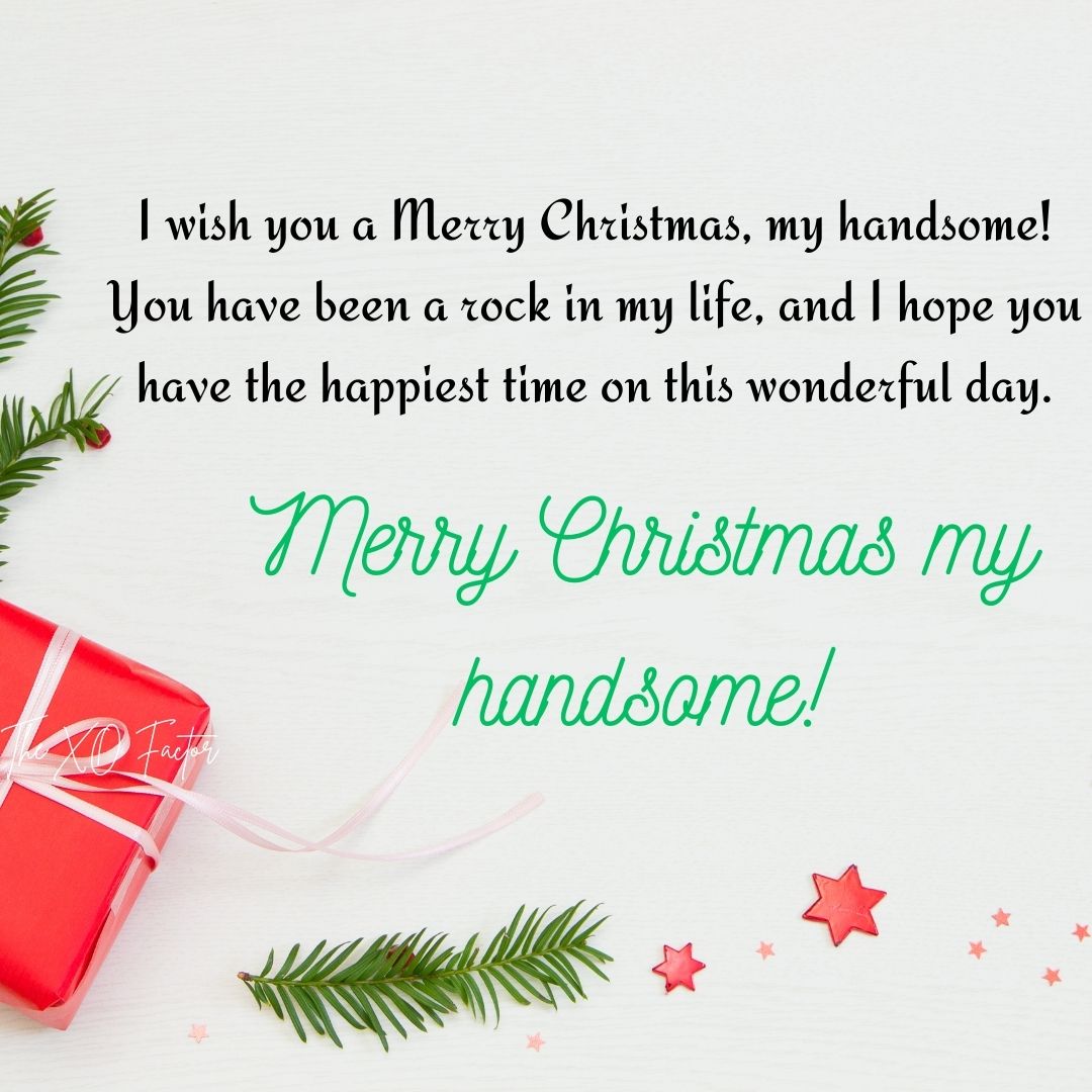 I wish you a Merry Christmas, my handsome! You have been a rock in my life, and I hope you have the happiest time on this wonderful day.