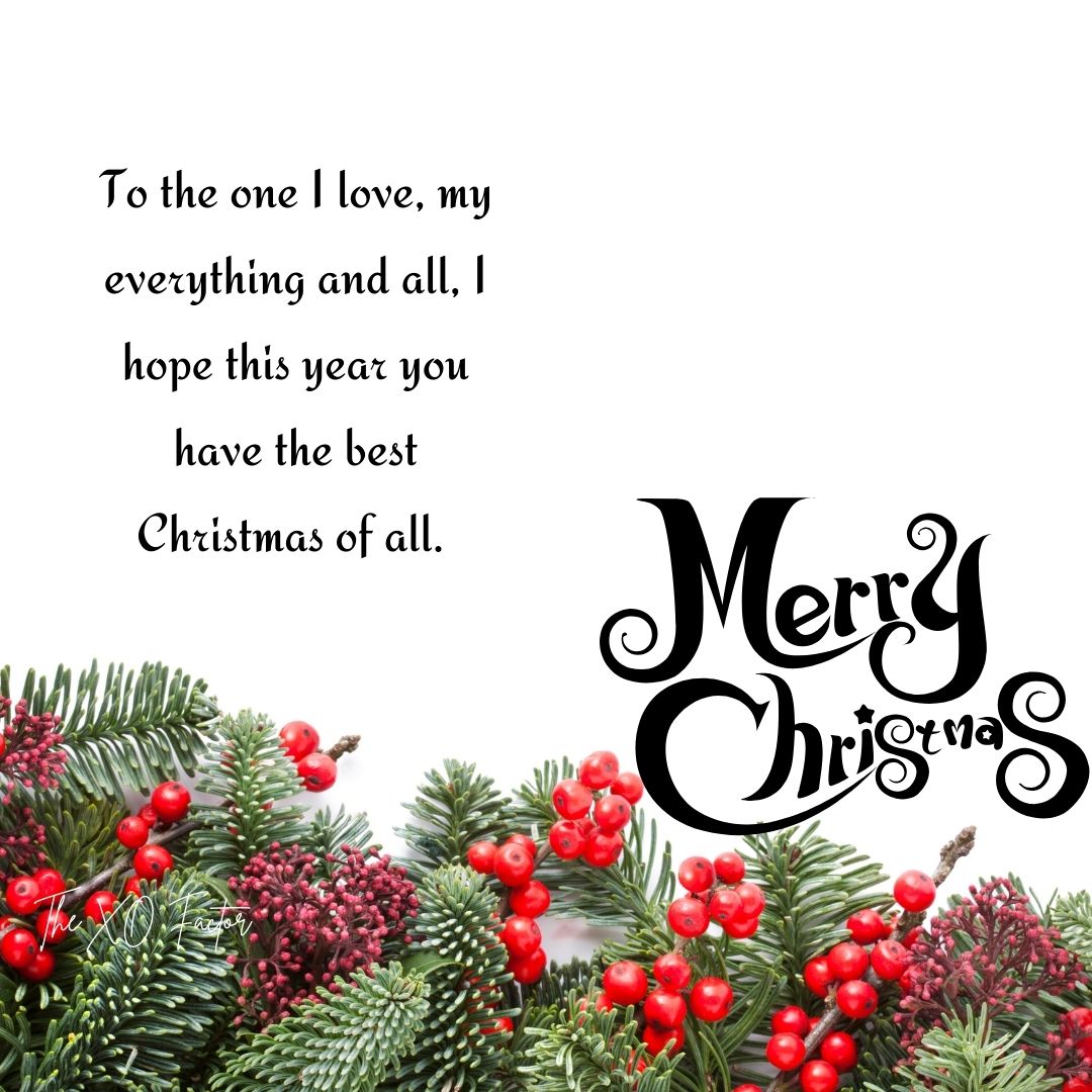 To the one I love, my everything and all, I hope this year you have the best Christmas of all. 