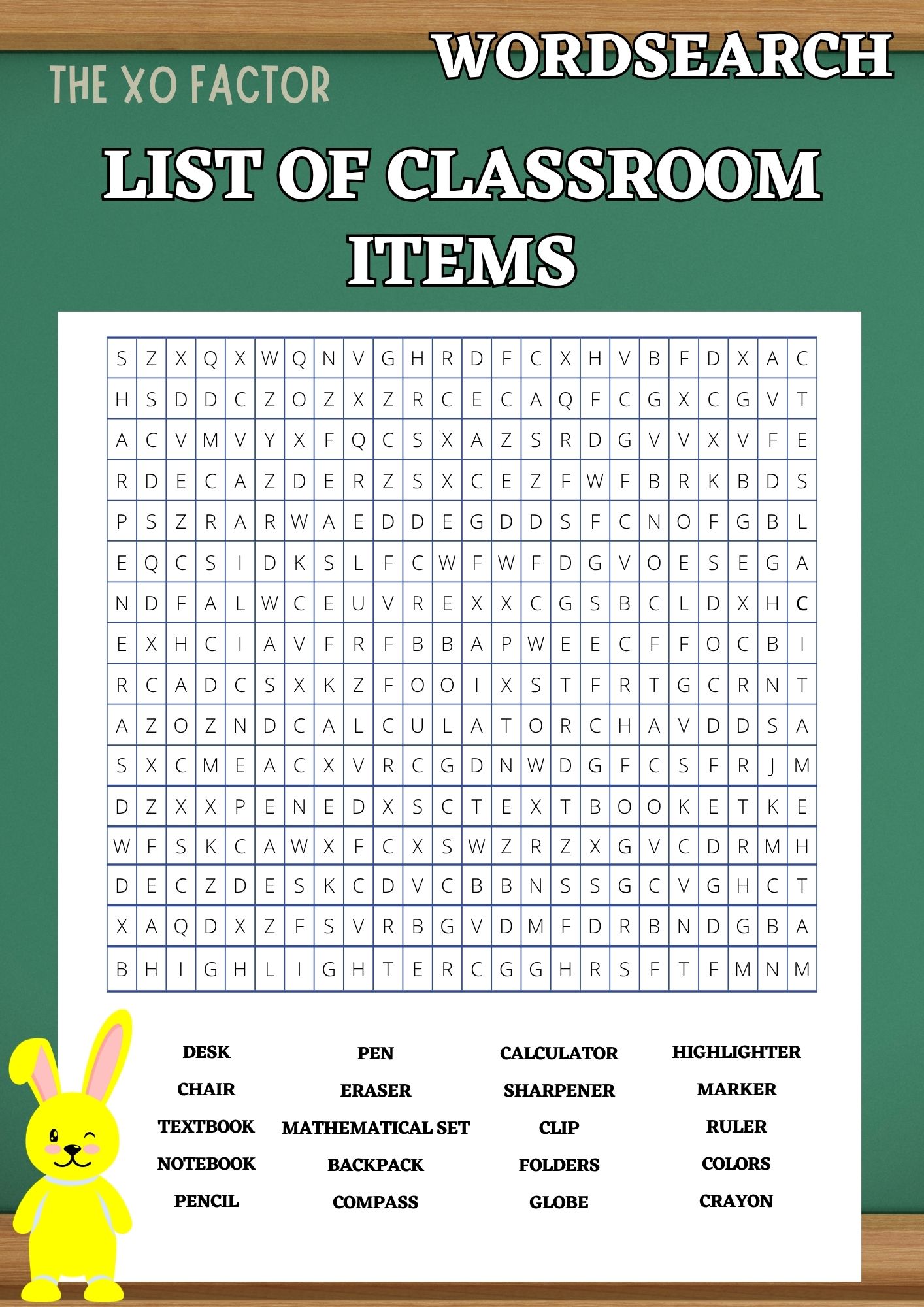 List of Classroom Items