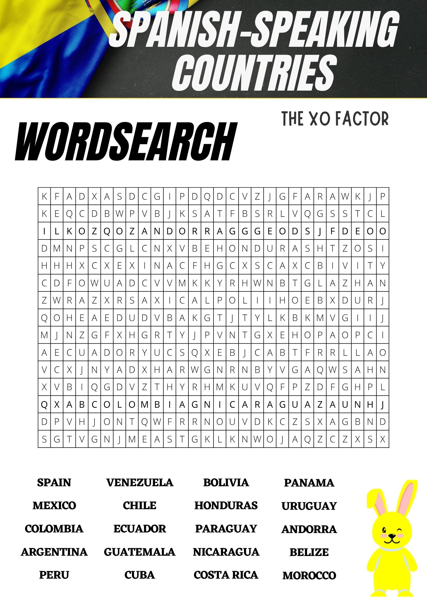 Spanish-speaking countries word search